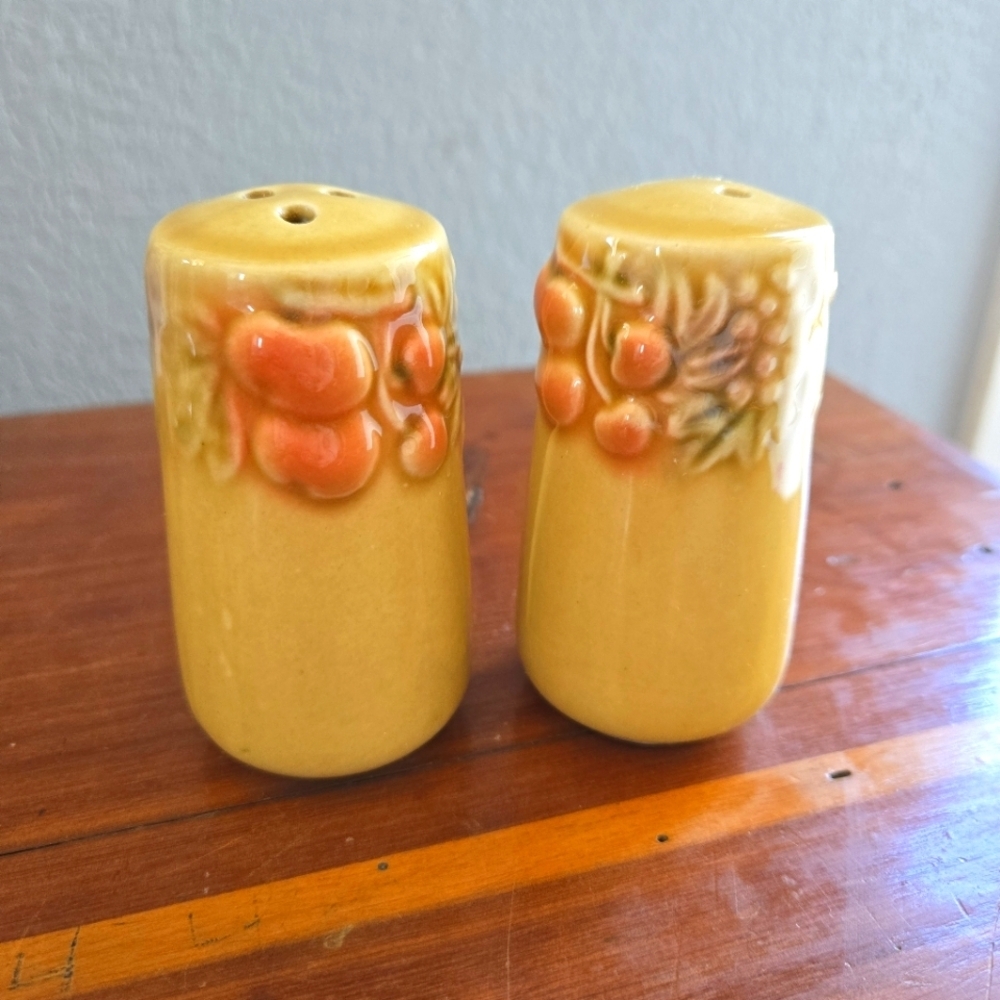 Retro 70s Yellow Fruit Ceramic Salt & Pepper Shakers